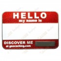 Name tag trackable - Purpurina roja