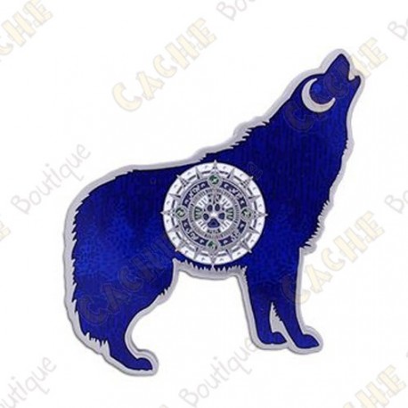 Géocoin "Wolf" - Bleu - Cache Boutique